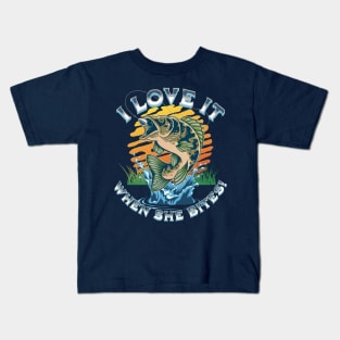 I Love It When She Bites, Fishing Kids T-Shirt